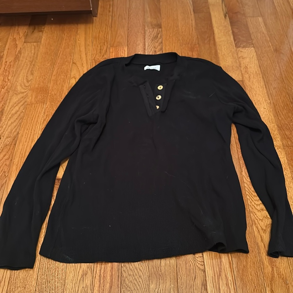mate the label henley button down thermal waffle tee